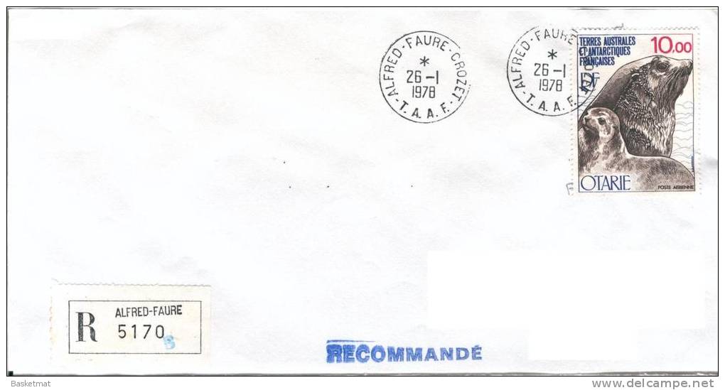 TAAF ENV ALFRED FAURE CROZET 26/1/1978 RECOMMANDE TIMBRE N° PA 48 - Unused Stamps