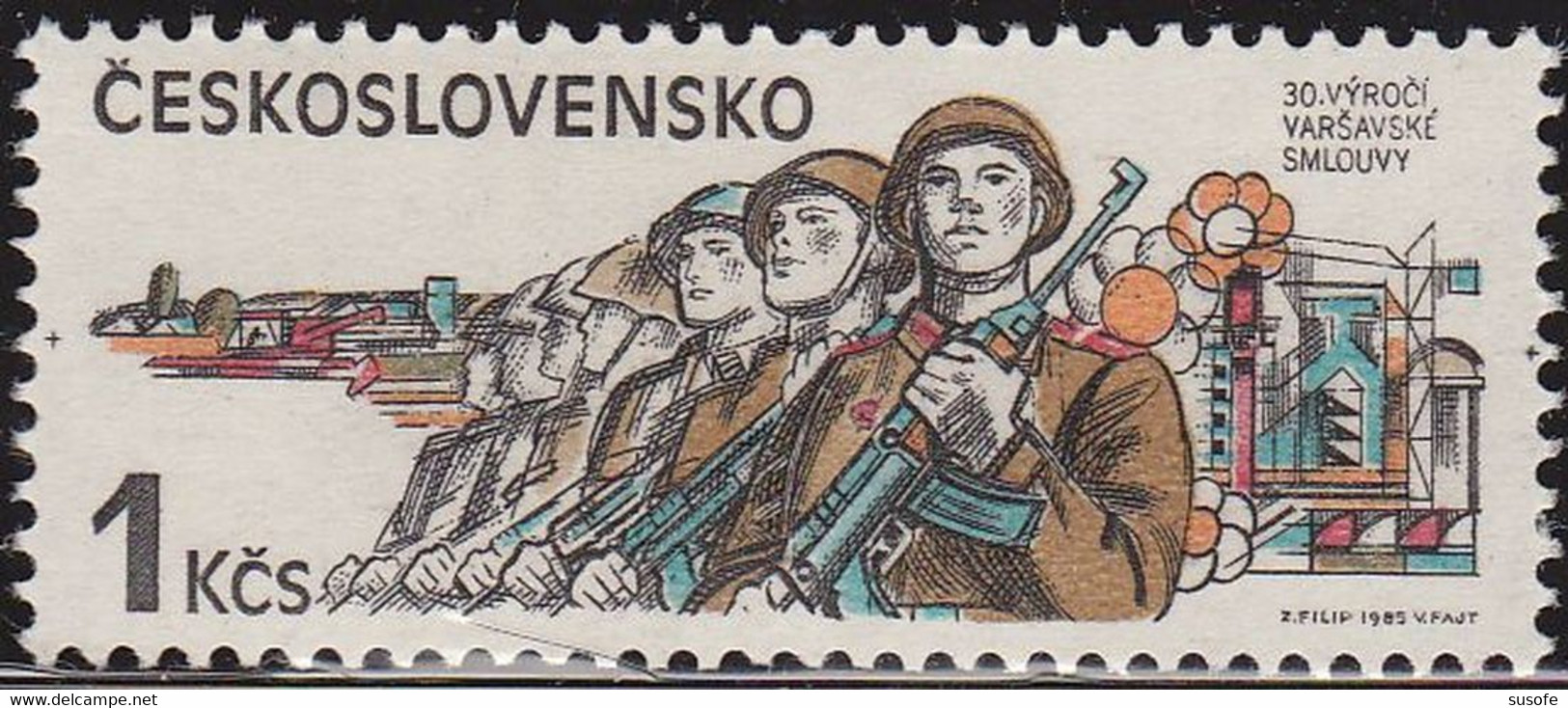 Checoslovaquia 1985 Scott 2561 Sello ** Aniv. Ejercito Sovietico En CSSR 1945 Soldados Michel 2815 Yvert 2629 Czechoslov - Ongebruikt