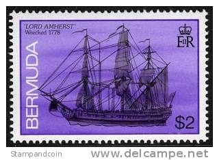 Bermuda #495 XF Mint Never Hinged $2 ´Lord Amherst´ Shipwreck From 1986 - Bermuda