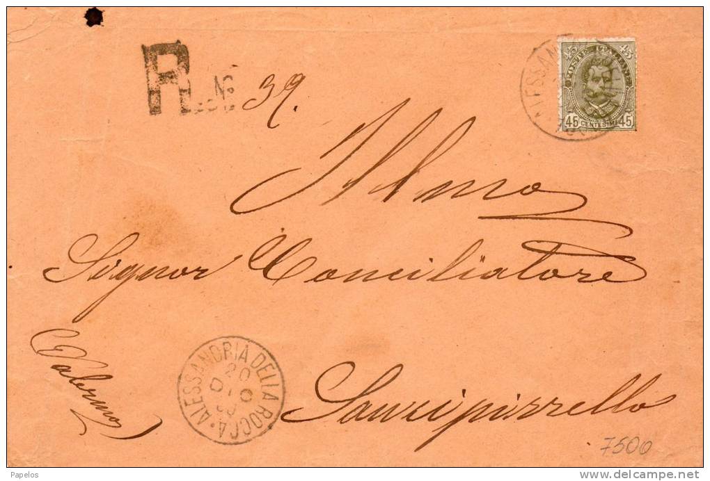 1900 LETTERA  RACCOMANDATA CON ANNULLO ALESSANDRIA DELLA ROCCA AGRIGENTO + ANNULLO SAN CIPIRELLO PALERMO - Nuevos