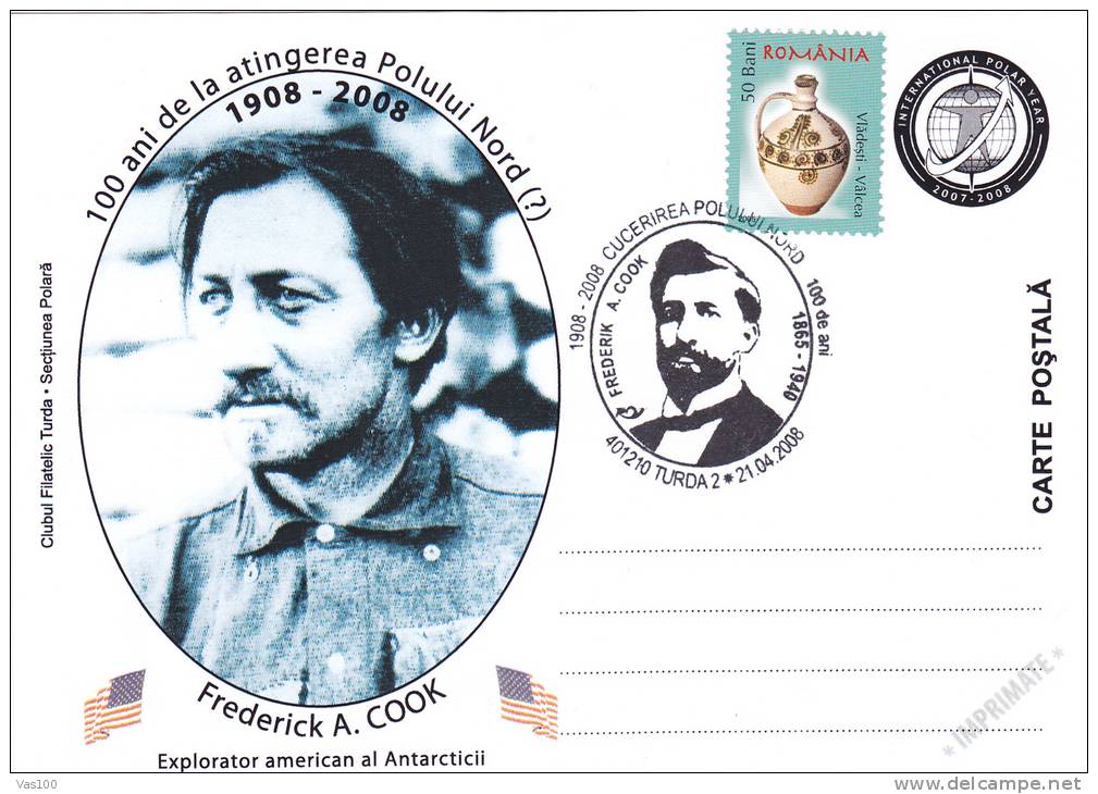 International Polar Year 2008 Frederick A. Cook  American Explorer Card 2008  Romania. - Polar Explorers & Famous People