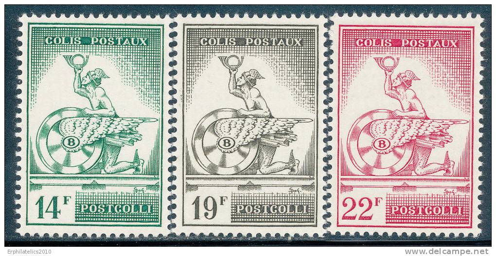 BELGIUM 1957 MERCURY AND WINGED WEEL SC Q368-70 VF OG LH - Unused Stamps