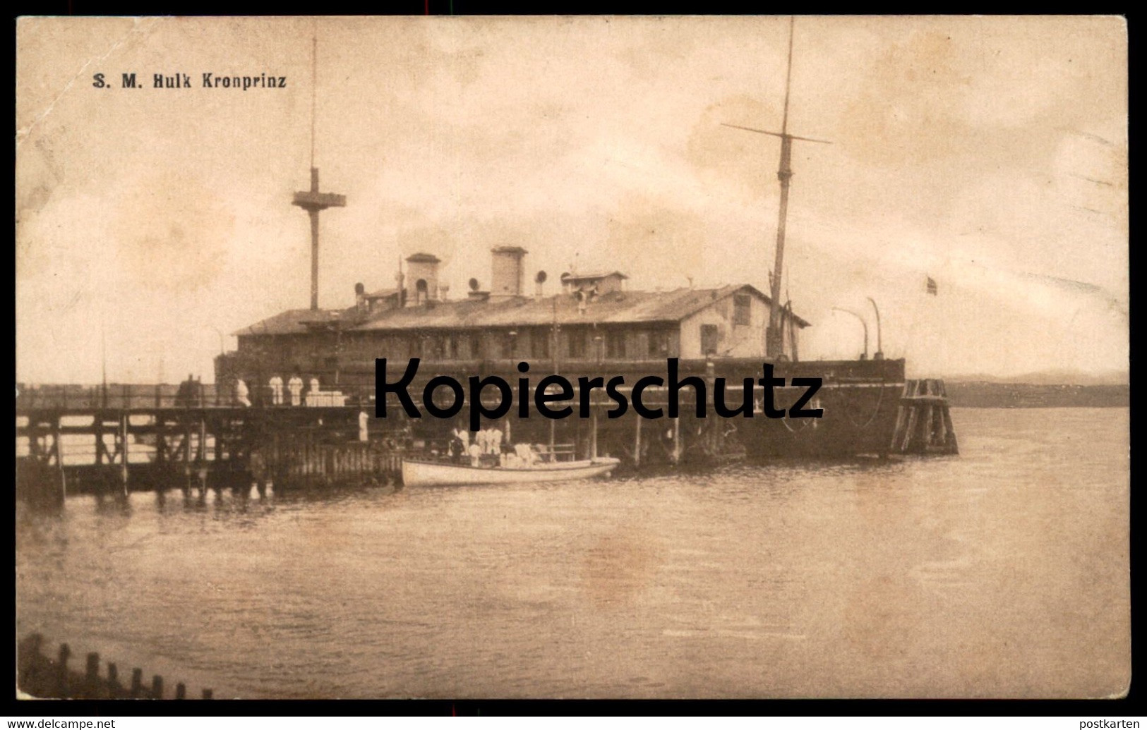 ALTE POSTKARTE S.M. HULK KRONPRINZ BRIEFSTEMPEL KAISERLICHE MARINE Kriegsschiff Battle Ship Bateau Warship Postcard Cpa - Warships