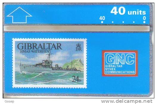 Gibraltar-gib-24-hmas Waterhen(306a)-40units-tirage-20.000-mint Card+1 Card Prepiad Free - Gibraltar