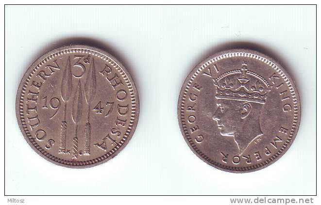 Southern Rhodesia 3 Pence 1947 King George VI - Rhodesië
