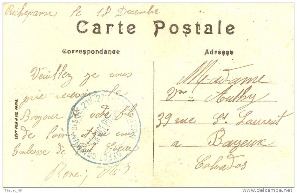 MARQUE POSTALE MILITAIRE ( DEPOT COMMUN DES 11 21 ET 27 EME REGIMENT D' ARTILLERIE ) - 1. Weltkrieg 1914-1918