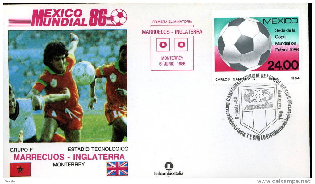 CALCIO FIFA WORLD CUP MEXICO 1986 FDC MAROCCO INGHILTERRA - 1986 – Mexiko