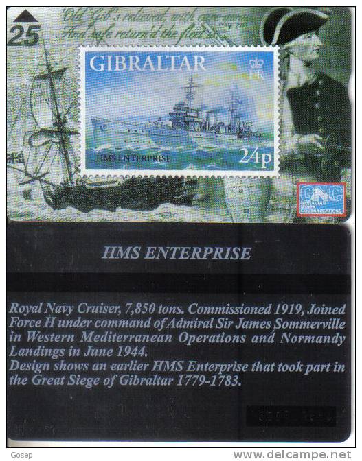 Gibraltar-gib-66-hms Enter Prise(709l)-25units-tirage-3.000-mint+1 CARD PREPIAD FREE - Gibilterra