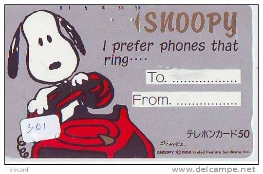 SNOOPY (301) CARTE JAPON BD *  CHIEN * CARD JAPAN * DOG  * COMICS * - BD