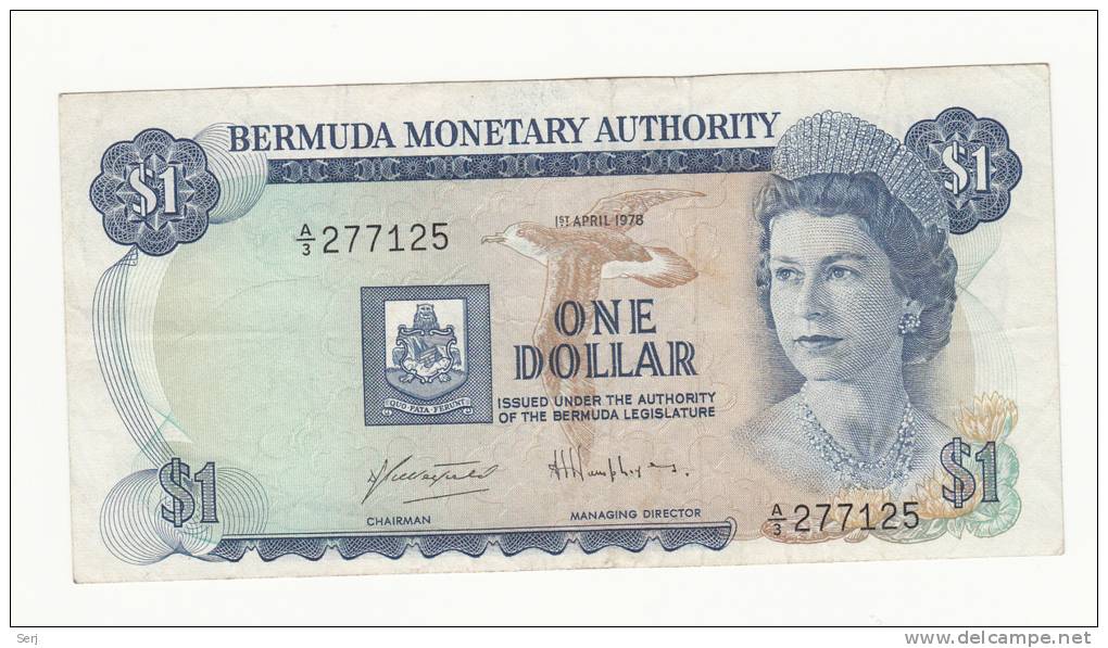 Bermuda 1 Dollar 1978 VF CRISP Banknote P 28b 28 B - Bermuda