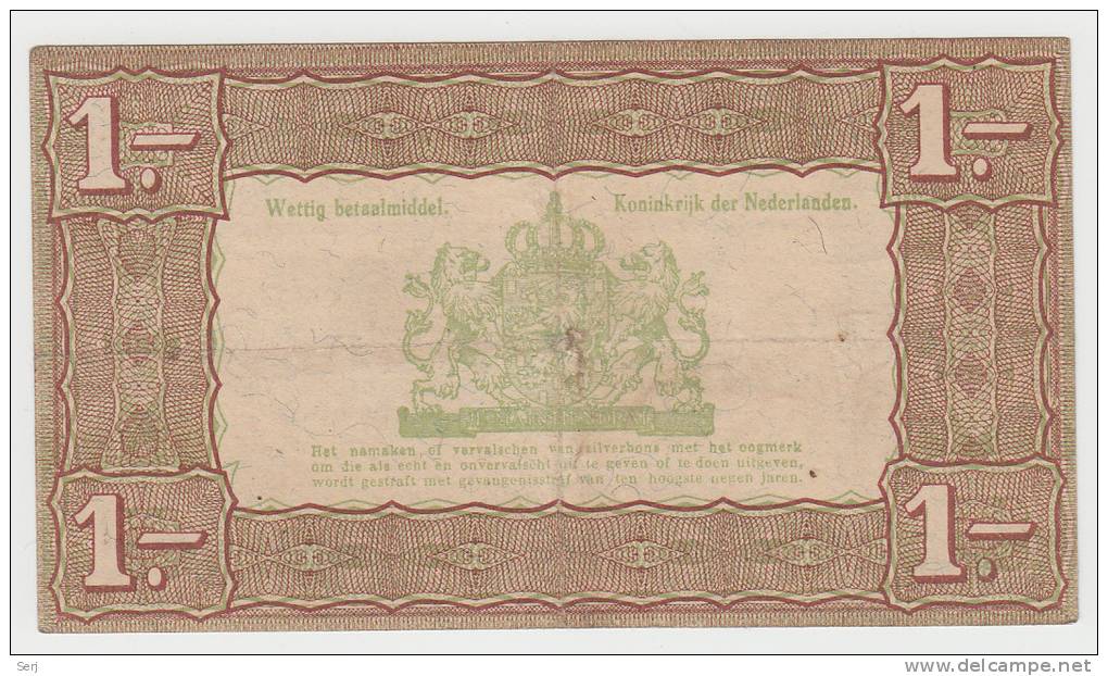 Netherlands 1 Gulden Zilverbon 1938 VF+ CRISP Banknote - 1 Florín Holandés (gulden)