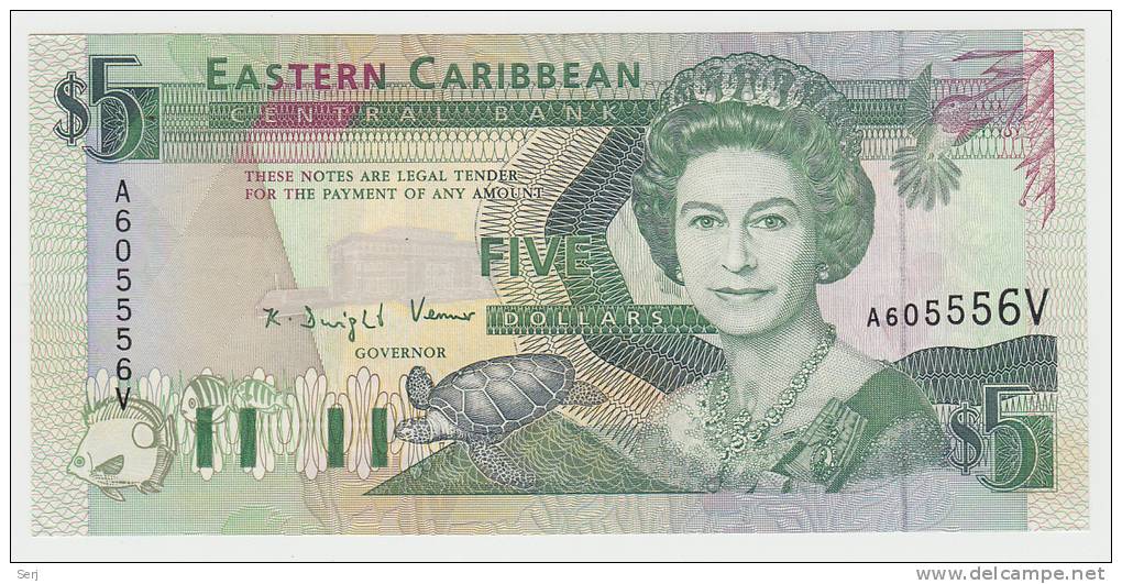 EAST CARIBBEAN ST. VINCENT ""V"" 5 Dollars 1993 UNC NEUF P 26V  26 V - Caraïbes Orientales