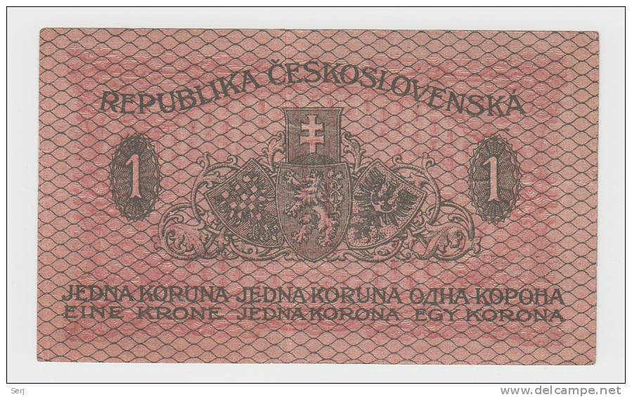 Czechoslovakia 1 Koruna 1919 VF++ RARE Banknote P 6a  6 A - Tchécoslovaquie