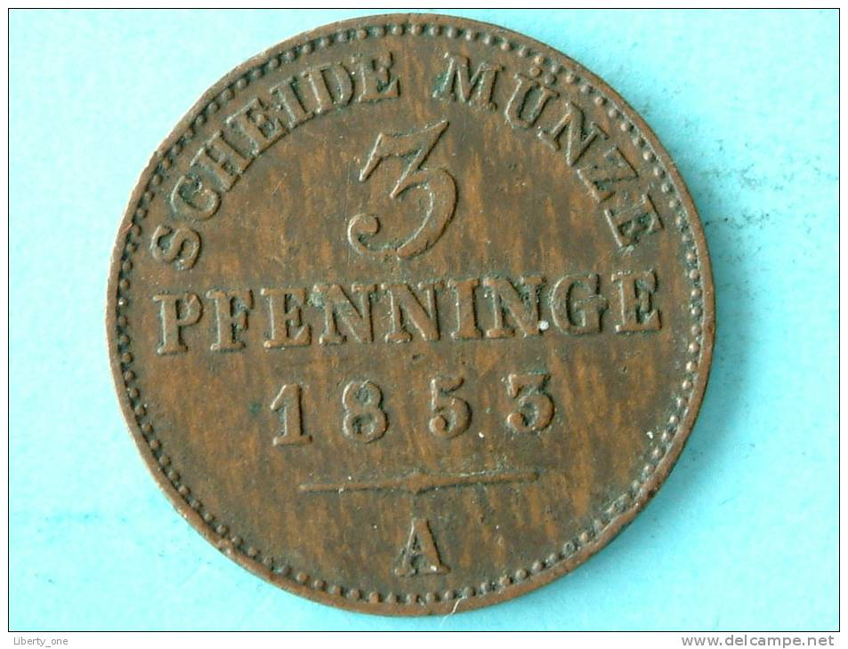 1853 A - 3 PFENNINGE / KM 453 ( Uncleaned - For Grade, Please See Photo ) !! - Petites Monnaies & Autres Subdivisions