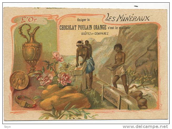 Mines Or Gold Mine California Chromo 11 Par 7 Pub Chocolat Poulain Lavage Femme Nue - Autres & Non Classés
