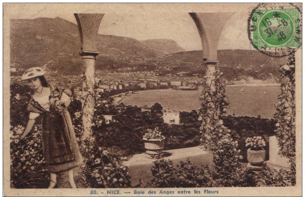 NICE -  BAIE DES ANGES ENTRE LES FLEURS  -  Cachet PONT SAINT-LOUIS FRONTIERE FRANCO-ITALIENNE - Andere & Zonder Classificatie