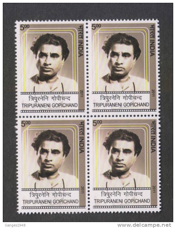 India 2011 - 5oo  TRIPURANENI GOPICHAND BLOCK OF 4  # 28739 S Inde Indien - Blocchi & Foglietti