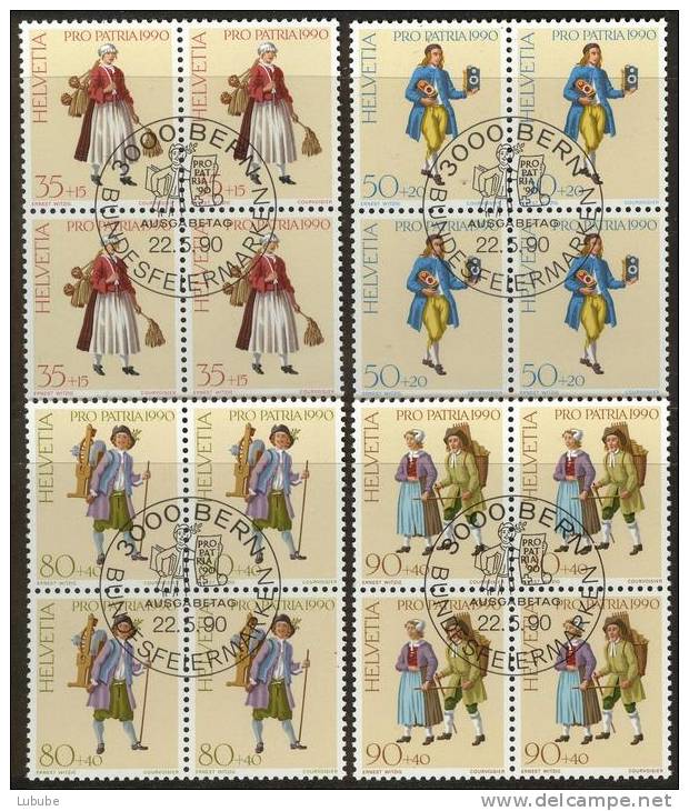 Viererblock ET-Serie  "Ausrufbilder"      1990 - Used Stamps