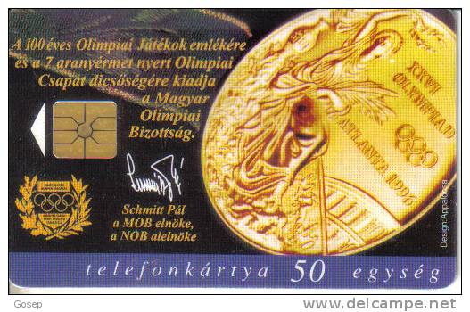 Hungary-a 100 Eves Olimpiai Jatekok 50 Egyseg-tirage-200.000-used Card+1 Card Prepiad Free - Francobolli & Monete