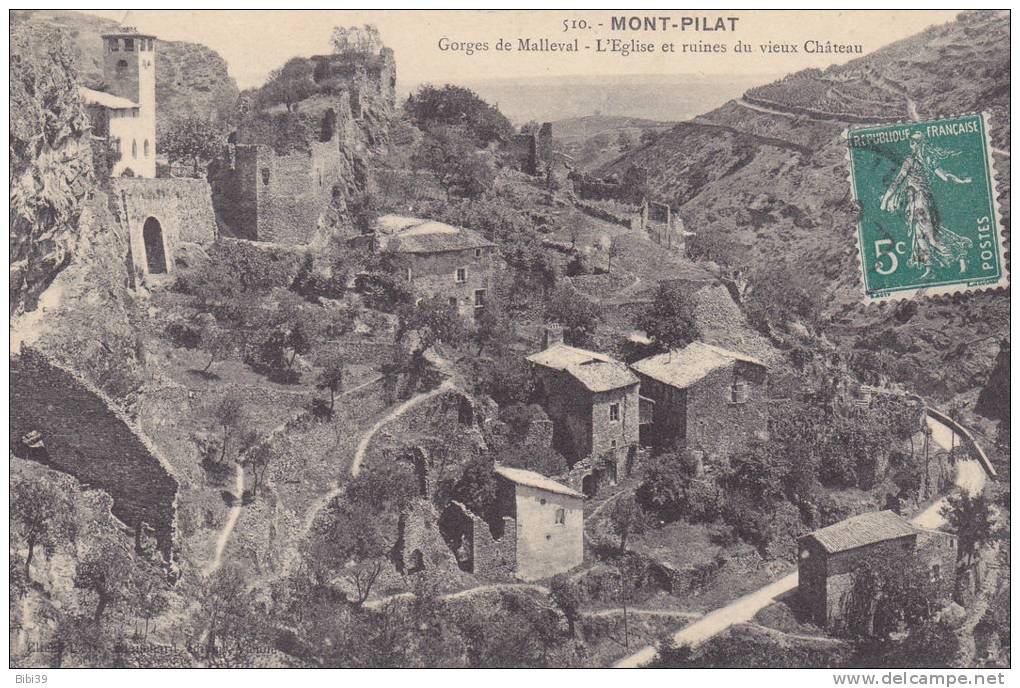 MONT-PILAT.  _  Gorges De Malleval. _  L'Eglise Et Ruines Du Vieux Chateau. Village Déja Bien Abandonné. Serpentin De Ro - Mont Pilat