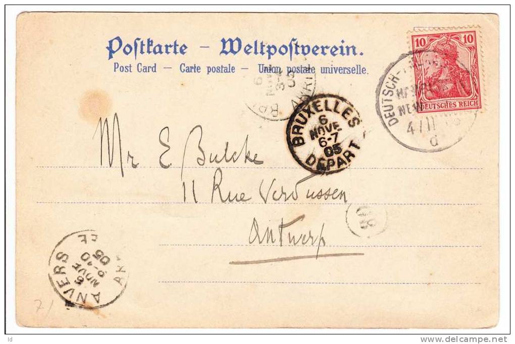 1905 Schiffspost Schöne Bildpostkarte Dt. Seepost Hamburg New York Linie - Otros & Sin Clasificación