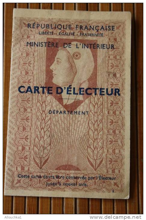 1953 PUICHERIC : AUDE 11 --  CARTE D' ELECTEUR Puichéric  Commune Dans L'Aude  Dans Le Sud De France - Otros & Sin Clasificación