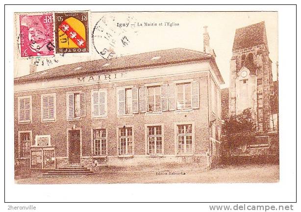 CPA - IGNY - La Mairie Et L´ Eglise - Edtion Rabourdin - Igny