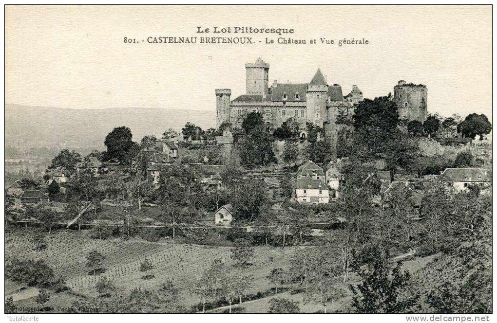 CPA 46 CASTELNAU BRETENOUX LE CHATEAU ET VUE GENERALE - Altri & Non Classificati