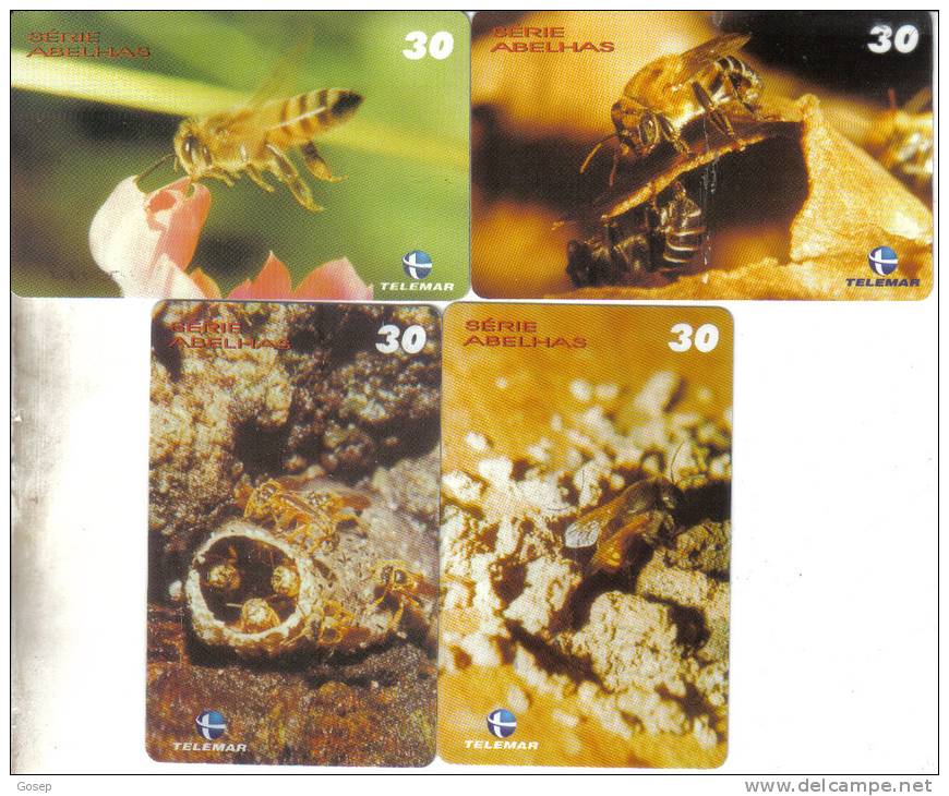 Brasil-serie Abelhas-(telemar)-set 4 Card-tirage-250.000-used Card+2 Card Prepiad Free - Abejas