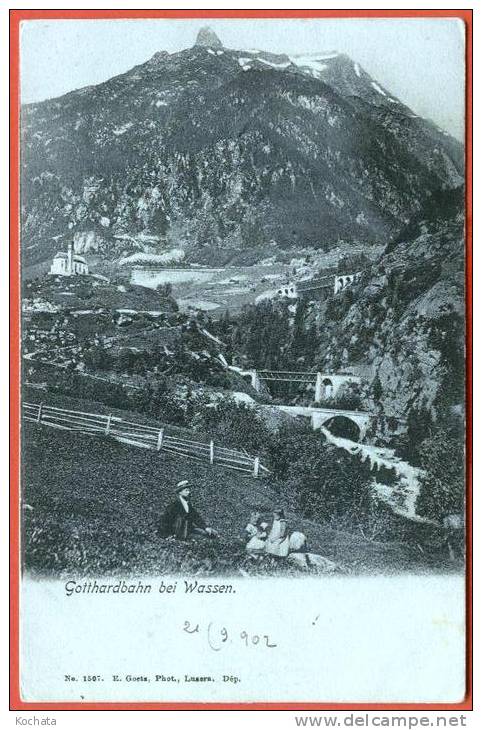 J057, Gotthard Bahn Bei Wassen , Animée , Précurseur , Circulée  1902 - Wassen