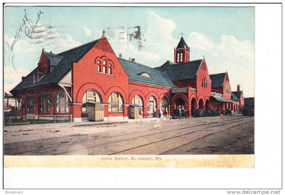Union Station St Joseph Missouri Postmark 1908 - St Joseph