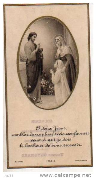 Image Pieuse Holy Card O Doux Jésus Ed B.L. Bouasse Lebel 7360 G - Souvenir Communion Yvonne Guyomard Langoat 28-06-1936 - Images Religieuses