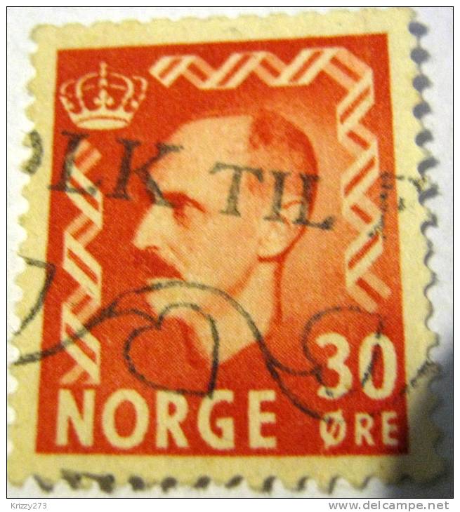 Norway 1950 King Haakon VII 30 Ore - Used - Used Stamps