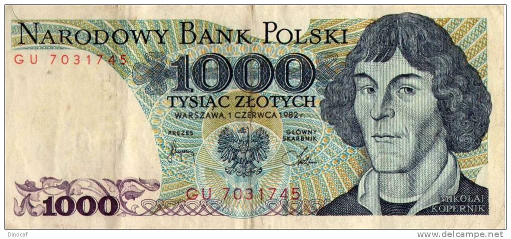 Poland Banknote 1000 Zlotych - Copernicus/solar System -  6 NOTES 1975/82 - Poland