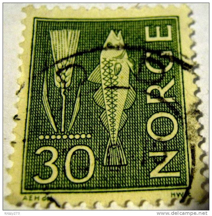 Norway 1963 Fish And Rye 30 Ore - Used - Oblitérés