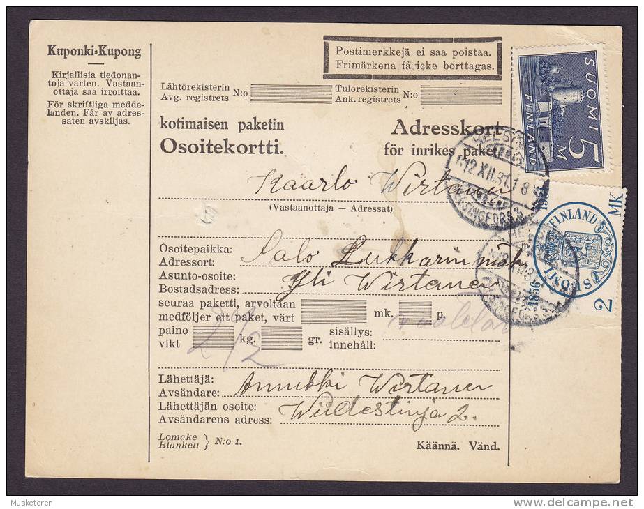 Finland Adresskort Packet Freight Bill Card HELSINKI 1931 To SALO (2 Scans) - Briefe U. Dokumente