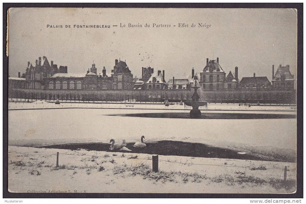 France CPA Palais De Fontainebleu - Le Bassin Du Parterre - Effet De Neige Tuberculose Vignettte 1932 Denmark (2 Scans) - Antituberculeux