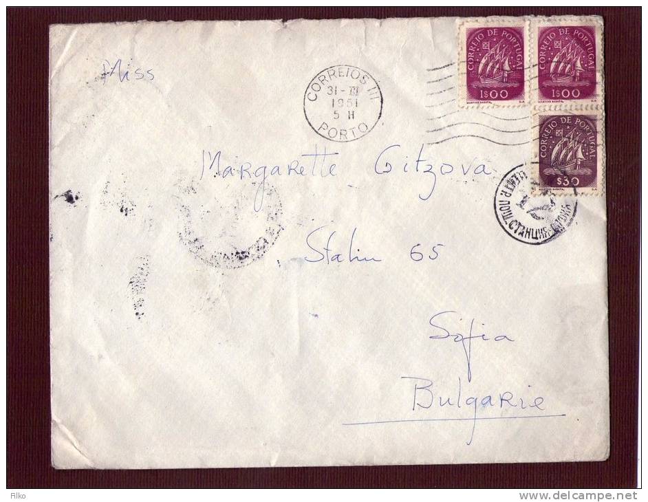PORTO - 31.03.1951, TO SOFIA  - BULGARIA 09.04.1951,RR,SEE SCAN - Cartas & Documentos