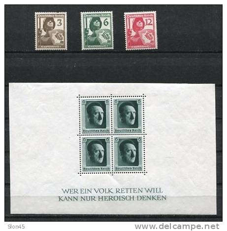 Germany 1937 MI 643-5 Block 7 MH - Unused Stamps