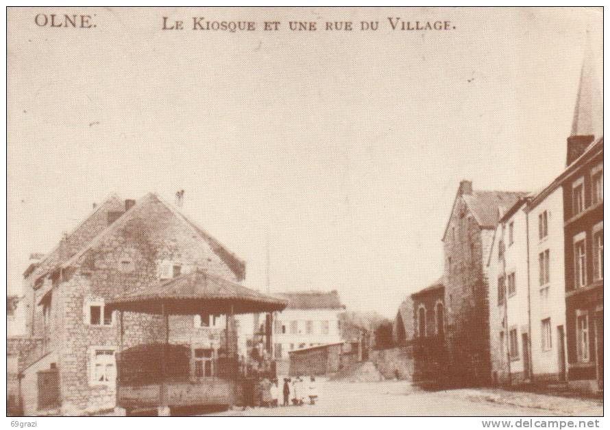 Olne Le Kiosque Et Une Rue Du Village ( Carte Adeps ) - Olne