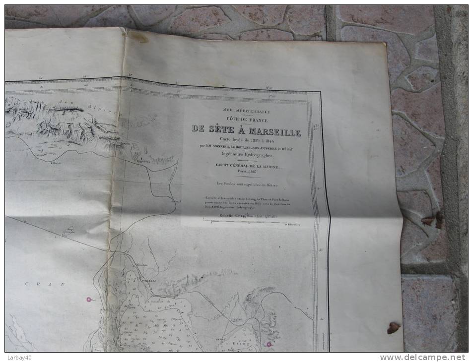 1 Carte Ancienne Cote De Sete A Marseille 1924 - Topographical Maps