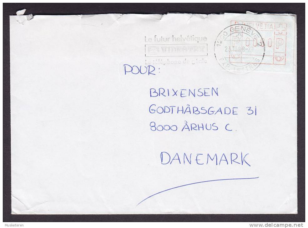 Switzerland ATM / Frama Label Deluxe GENEVE Cover 1988 To AARHUS Denmark - Automatenmarken