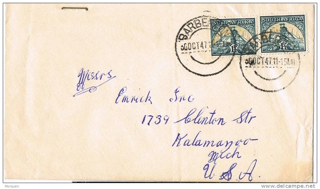 2204. Carta BARBERTON (South Africa) 1947 - Storia Postale
