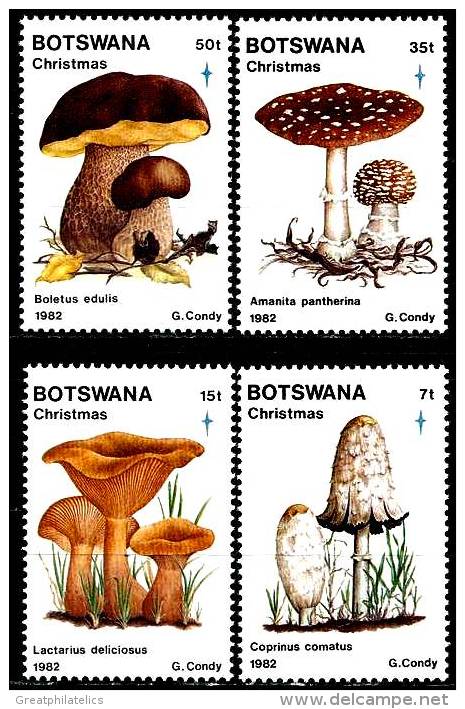 BOTSWANA 1995 MUSHROOMS / CHRISTMAS SC# 321-24 VF MNH SCARCE CV$31.00 FOOD - Botswana (1966-...)