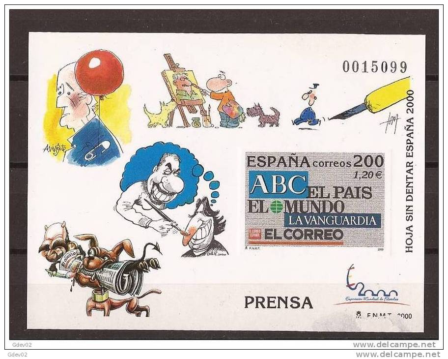 ES3766-LA012TV.Spain Espagne EXPO 2000 HOJA SIN DENTAR PRENSA.El Mundo,El Pais,La Vanguardia Etc..LUJO - Variedades & Curiosidades