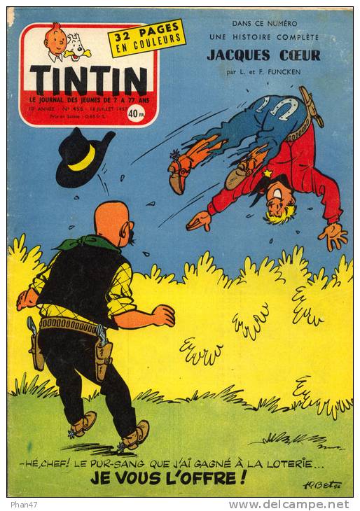 TINTIN JOURNAL 456 De 1957 KID ORDINN (Tibet), JACQUES COEUR (Funcken), 24h Du Mans 57, LINDBERGH, LEOPARD, MARCOULE, TV - Tintin