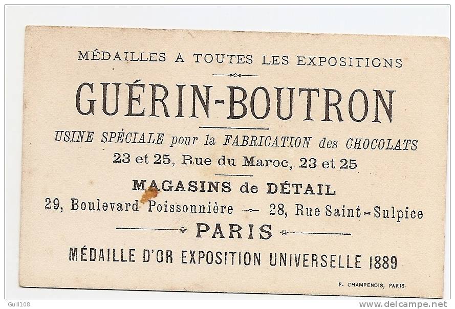 Chromo Dorée Chocolat Guérin Boutron Imp. Champenois Paris Attraits De La Politique Homme Journal Fontaine A12-01 - Guerin Boutron