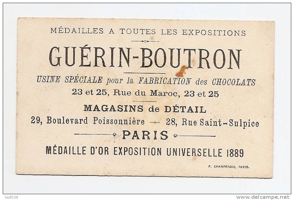 Chromo Dorée Chocolat Guérin Boutron Imp. Champenois Paris Ombres Fortune Vient Dormant Sommeil Lit Angelot Ange A12-03 - Guérin-Boutron