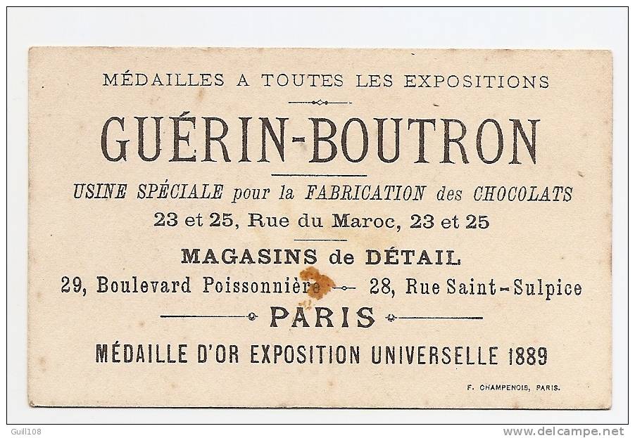 Chromo Dorée Chocolat Guérin Boutron Imp. Champenois Paris Ombres Chinoises Leçon équitation Cheval A12-04 - Guérin-Boutron