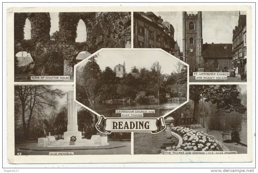 Reading 1952 Multiview Postcard - Reading